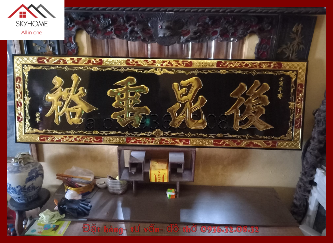 Hoành phi gỗ phòng thờ chữ Hậu côn thừa dụ&quot;